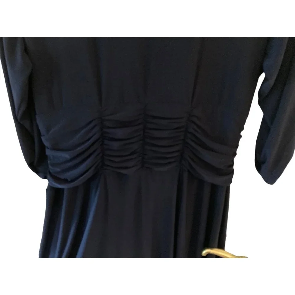 NWT NY COLLECTION PLUS SIZE RUCHED A-LINE DRESS NAVY 1X - Picture 7 of 10